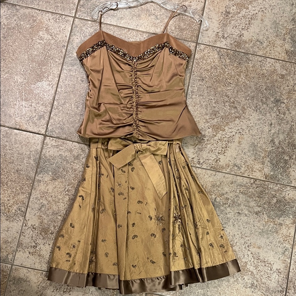 Etcetera Gold Strapless Two-Piece Dress Set